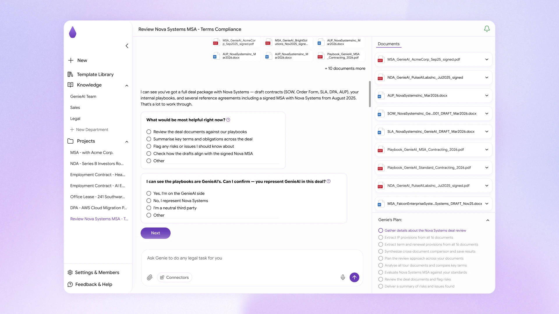 Agentic Legal Workflows: chat-driven legal work in Genie